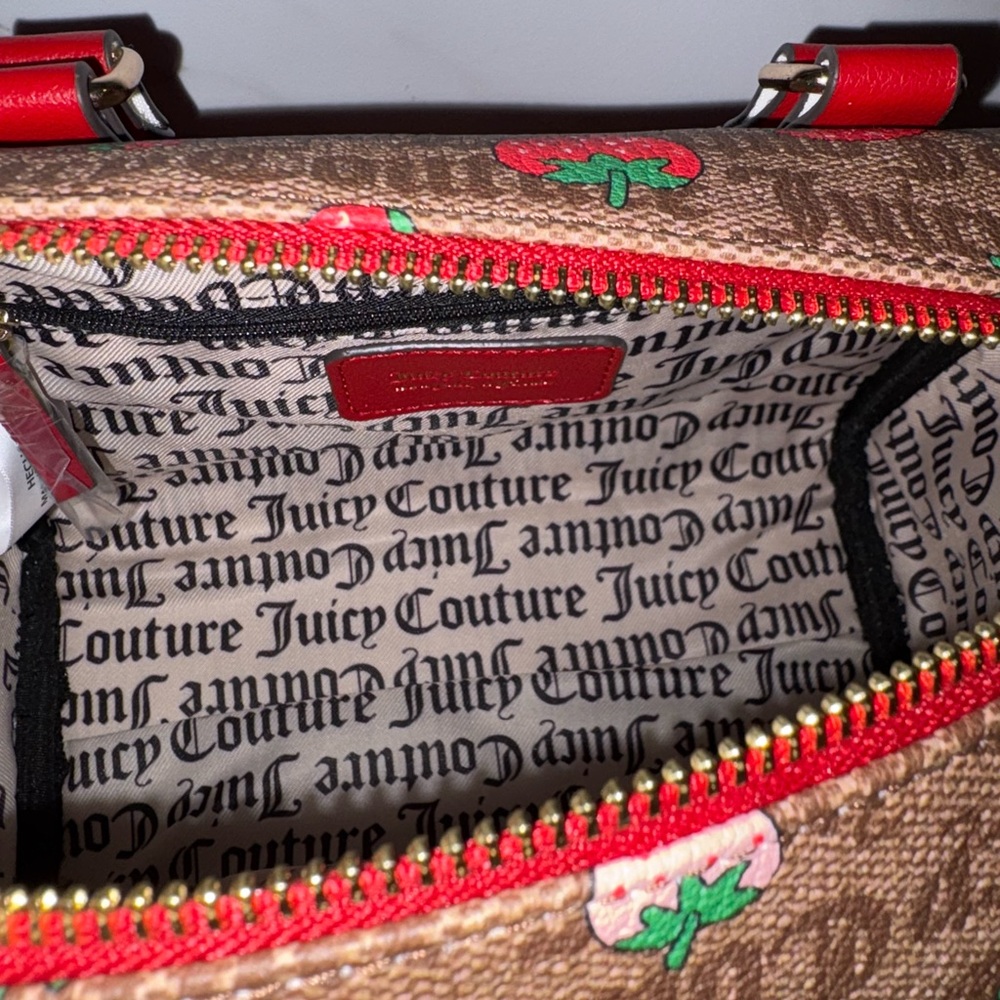 Juicy Couture Strawberry Satchel Freshly Picked Chestnut Brown Red - Picture 3 of 9